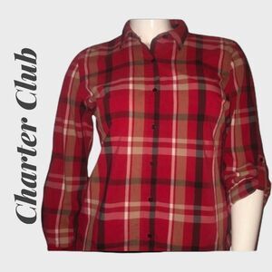 5/$25 SALE! Charter Club Plaid Button Down Shirt